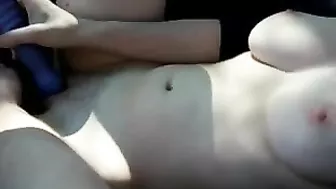 Busty Amateur GF Masturbates in Car with BF!