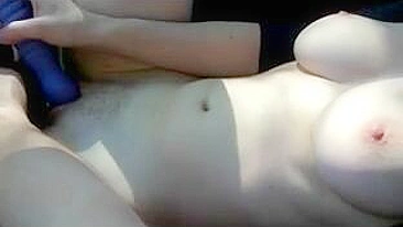 Busty Amateur GF Masturbates in Car with BF!