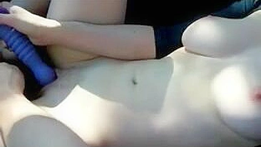 Busty Amateur GF Masturbates in Car with BF!