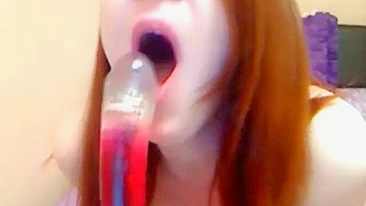 Amateur College Girl Homemade Masturbation Session with Dildo and Webcam