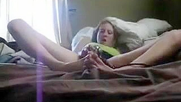 Masturbating Teen Squirts with Bat in Homemade Porn!