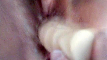 Amateur BBW Wife Homemade Masturbation with Dildo Leads to Big O Orgasm