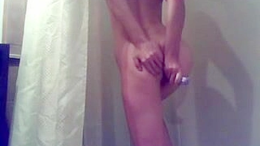 Skinny Teen Masturbates with Dildo in Shower
