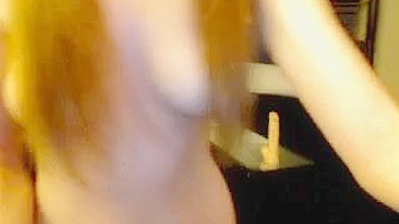 Redhead College Girl Masturbates with Tight Skinny Legs on Webcam!