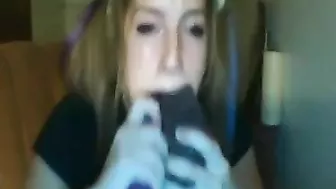 Amateur Teen Homemade Masturbation with Dirty Deepthroat and Dildo