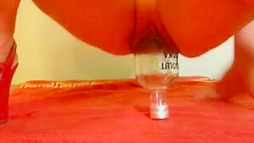 Amateur Masturbation with Bottles and Dildos in Homemade Heels