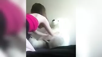 College Teen Homemade Masturbation with Dildo and Amateur Teddybear