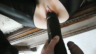 Amateur Pornstar Masturbates with Massive Black Dildo