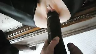 Amateur Pornstar Masturbates with Massive Black Dildo