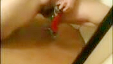 Amateur Brunette Masturbates with Big Boobs and Tits in Homemade Selfie Fucking Her Shoe until Orgasm!