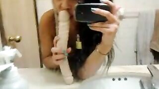 Amateur Asian Teen Masturbates with Dildo in Homemade Selfie