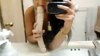 Amateur Asian Teen Masturbates with Dildo in Homemade Selfie