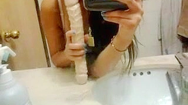 Amateur Asian Teen Masturbates with Dildo in Homemade Selfie