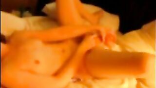 MILF Mom Cums Hard Fucking Herself with Dildo & Skinny Small Tits