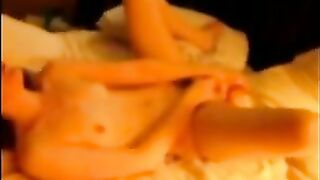 MILF Mom Cums Hard Fucking Herself with Dildo & Skinny Small Tits