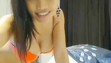 Busty Asian Amateur Masturbates with Dildos on Webcam - Must See!