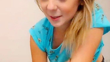 Petite Blonde Big O with Dildo & Webcam Masturbation