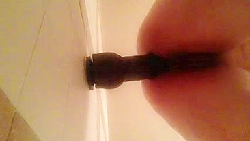 Amateur Anal Masturbation with Wall Dildo and Sex Toys