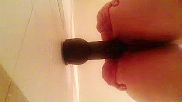 Amateur Anal Masturbation with Wall Dildo and Sex Toys