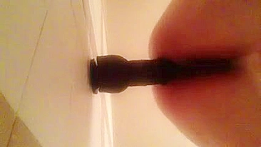 Amateur Anal Masturbation with Wall Dildo and Sex Toys