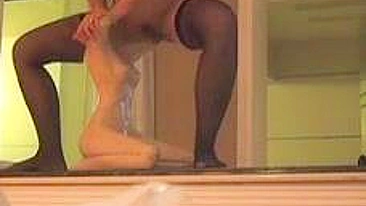 MILF Mom Fucks Statue in Homemade Amateur Porn with Hairy Stockings