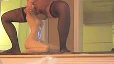 MILF Mom Fucks Statue in Homemade Amateur Porn with Hairy Stockings