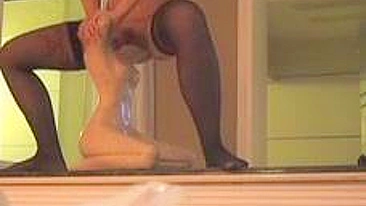 MILF Mom Fucks Statue in Homemade Amateur Porn with Hairy Stockings