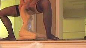 MILF Mom Fucks Statue in Homemade Amateur Porn with Hairy Stockings