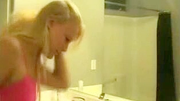 Masturbating Blonde Teen Bimbo Orgasmic Bathroom Session!