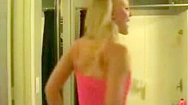 Masturbating Blonde Teen Bimbo Orgasmic Bathroom Session!