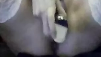 Masturbating Wife Screaming Orgasm in French Lingerie with Dildo and Stockings