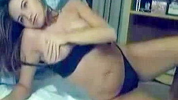 Shaven Teen Pussy Masturbates with Dildo for Boyfriend Hot Homemade Video