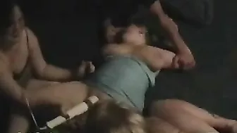 Squirt & Swing with Busty Lesbian Wife at Orgy Party!