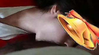 Girlfriend Christmas gift ignites explosive solo session with dildo and multiple orgasms