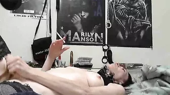 Mature Rocker Granny Anal Masturbation with Dildo and Stockings