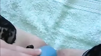 Mom Squirting Orgasm with Dildo and Pantyhose