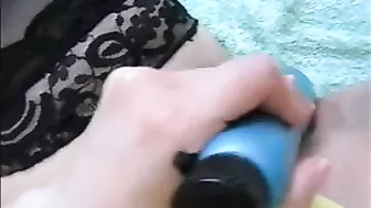 Mom Squirting Orgasm with Dildo and Pantyhose