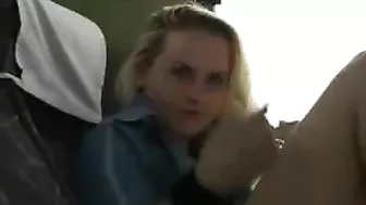 Amateur Blonde Fingers Herself in Public Bus, Cums Hard!