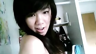 Asian Teen GF Masturbates Amateur Homemade Solo for Boyfriend