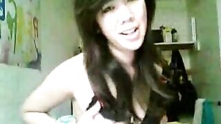 Asian GF Solo Masturbation with Dildo & Orgasm for Boyfriend