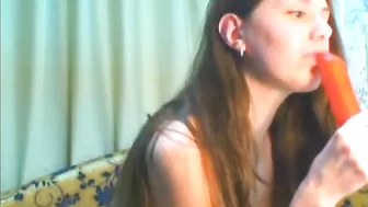 Skinny Brunette Amateur Masturbates with Dildo and Toys on Webcam