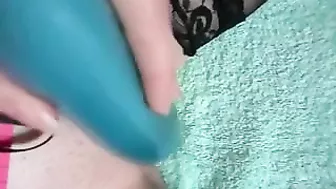 Mom Squirting Great Orgasm with Dildo and Pantyhose