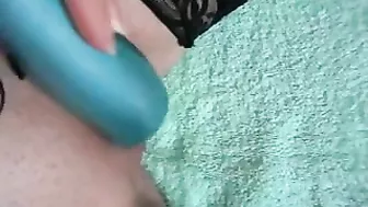 Mom Squirting Great Orgasm with Dildo and Pantyhose