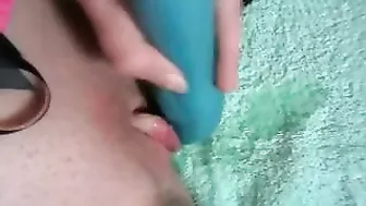 Mom Squirting Great Orgasm with Dildo and Pantyhose