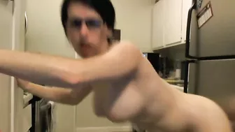 Masturbating Nerd Babe Big Dildo Orgasm