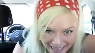 Blonde Amateur Fingers Herself to Orgasm in Public Car