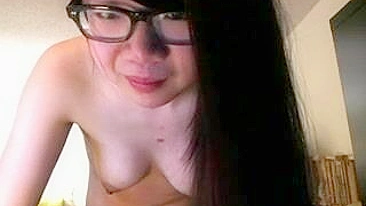 Naughty Nerd with Small Tits Rubs Away College Worries