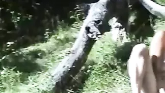 Redhead MILF Masturbates Outdoors with Huge Dildo & Glasses!