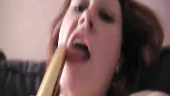 Amateur Brunette Homemade Masturbation with Dildo and Orgasm