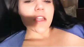 Massive Orgasmic Squirt Session with Busty Brunette